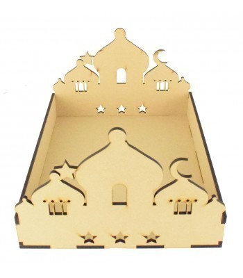 Laser Cut 6mm Ramadan Tray with Temple Design Front and Back with Plain Sides